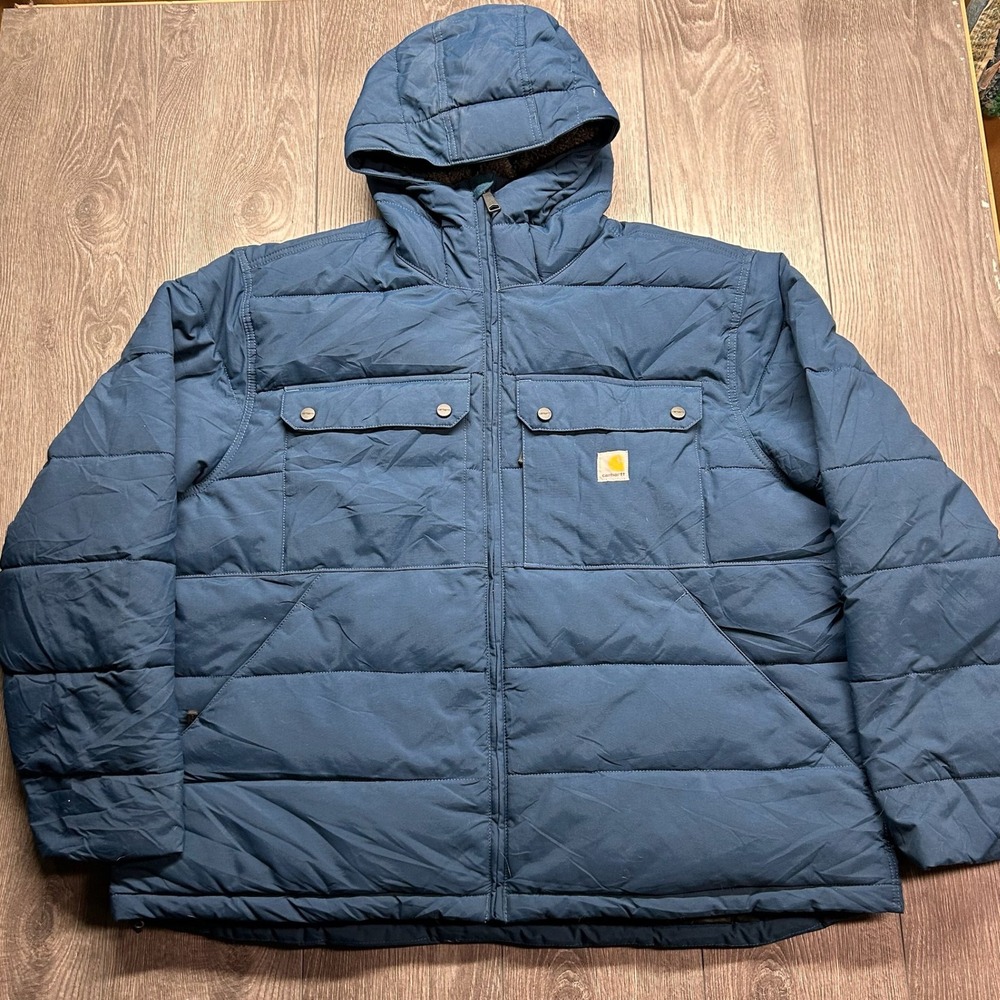 Carhartt Mens 2XL Loose Fit Super Dux Insulated Hooded Jacket Blue OJ5474-M